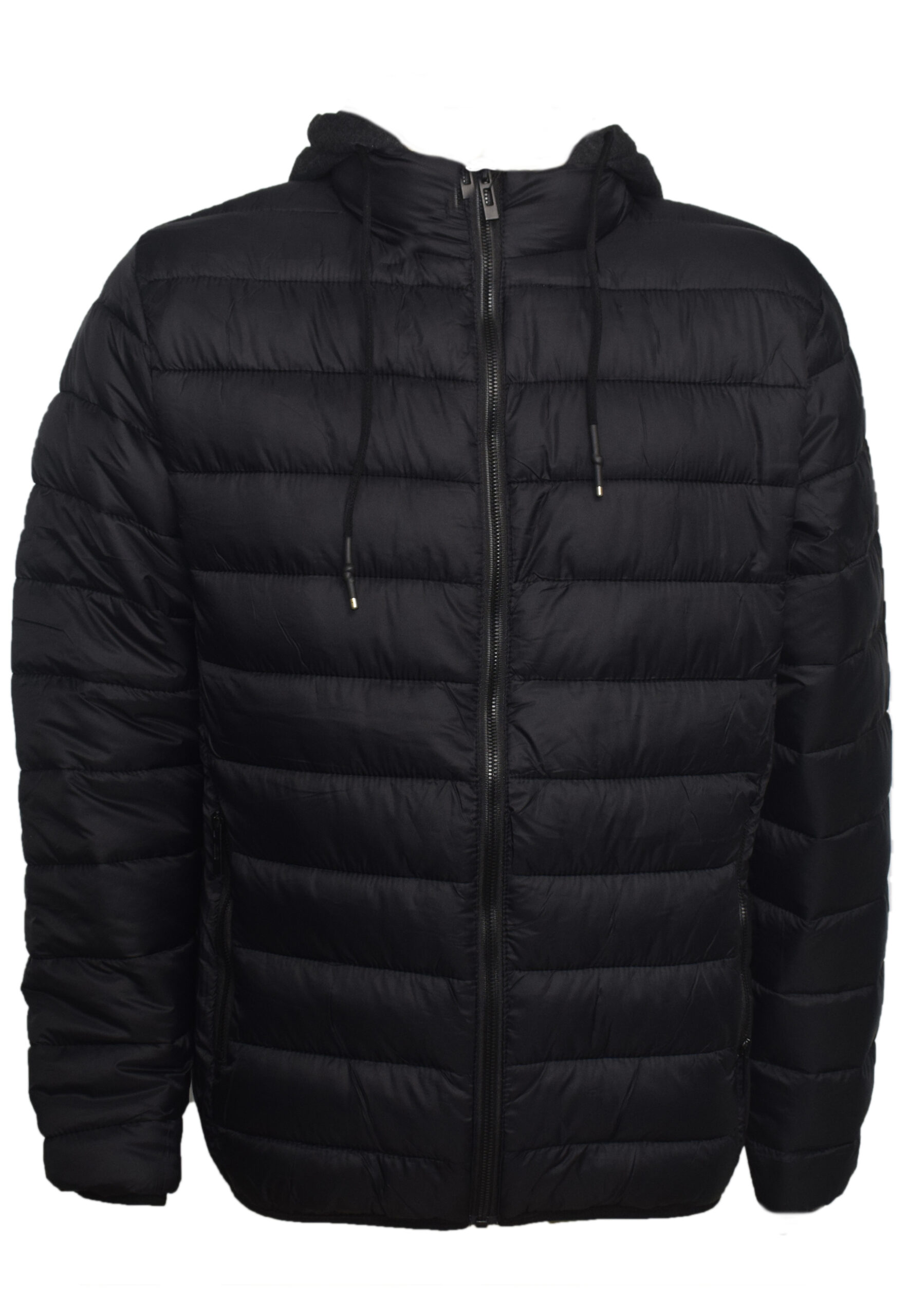 Jaqueta 6056preta Masculina Puffer Com Gorro Preta 6056