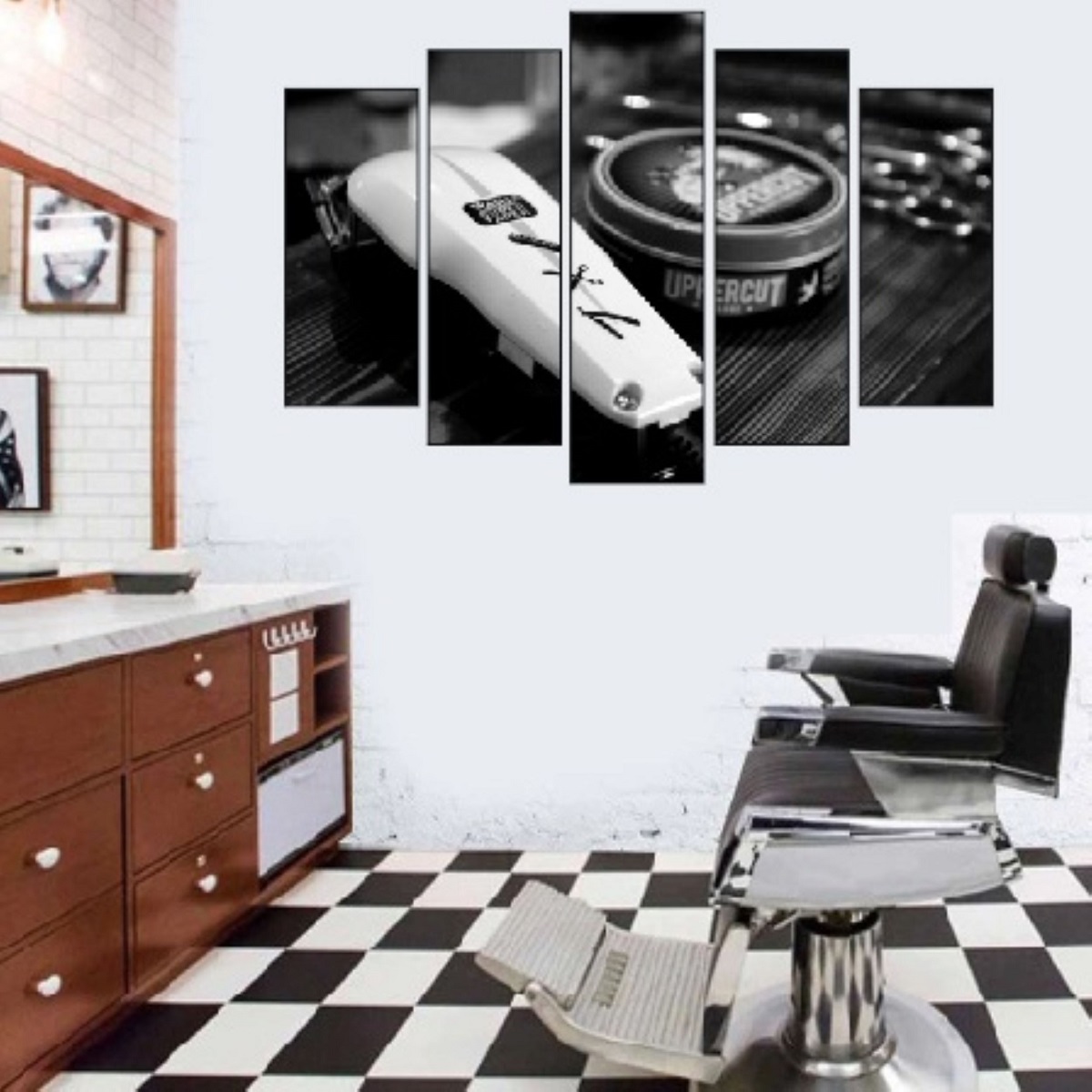 Quadro Decorativo 19001mod1057 Mosaico Barbearia 19001