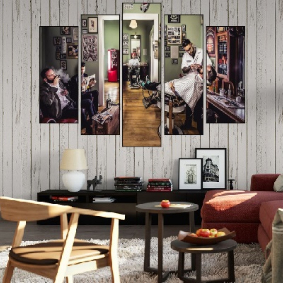 Quadro Decorativo 19001mod938 Mosaico Barbearia 19001