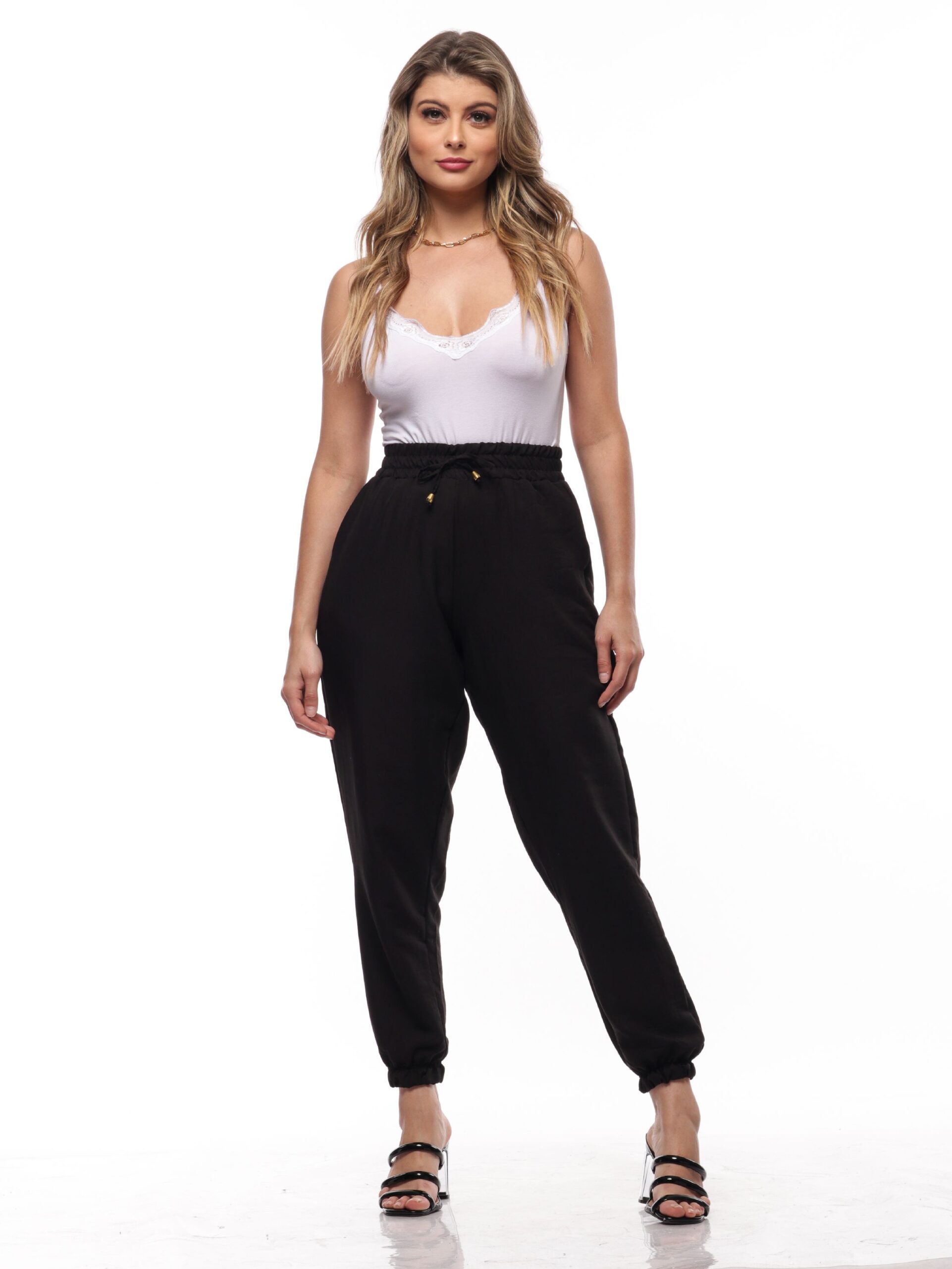 Calça Feminina 16048preto Jogger Preto 16048