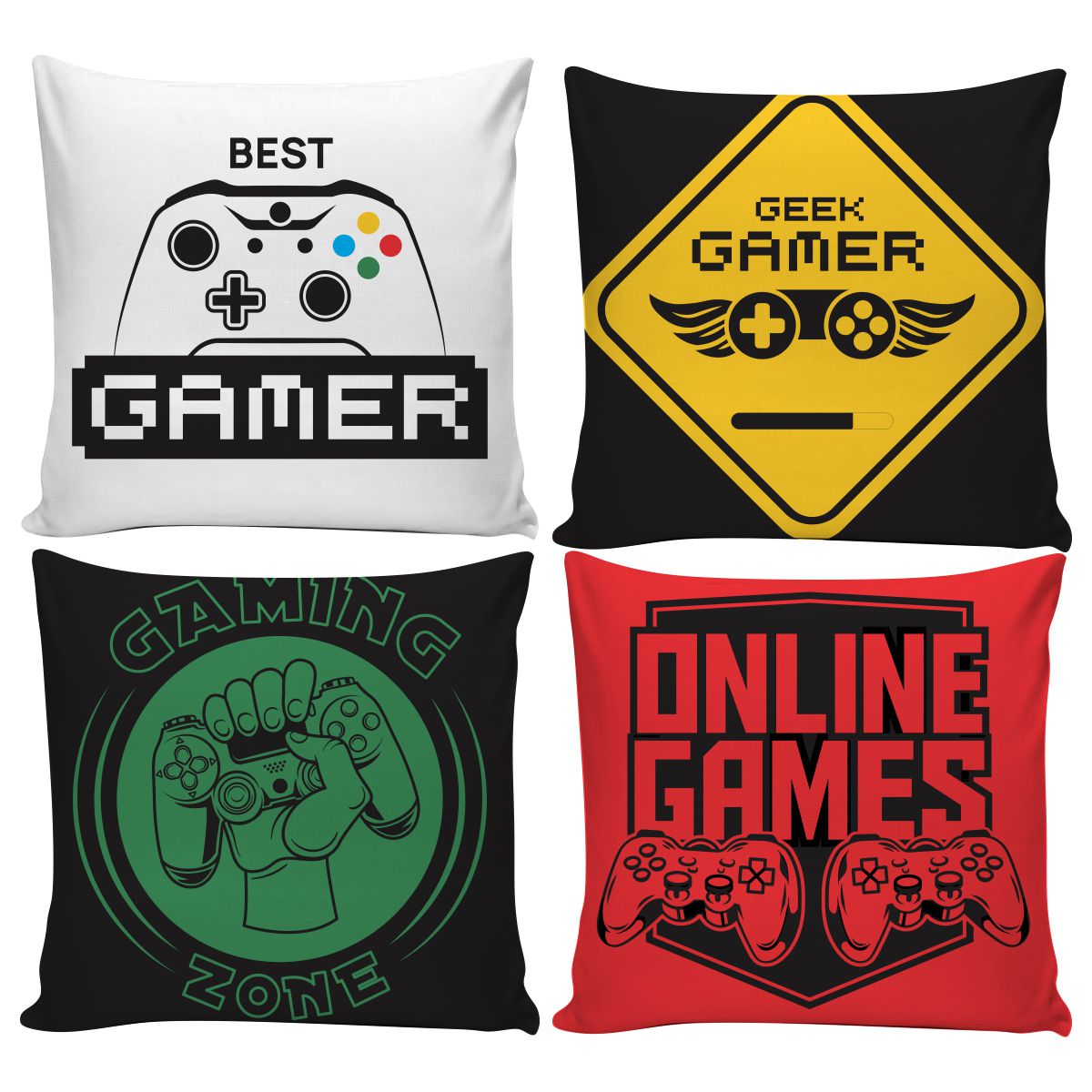 Kit 27014 4 Capas de Almofadas Gamer 45x45cm c/Zíper