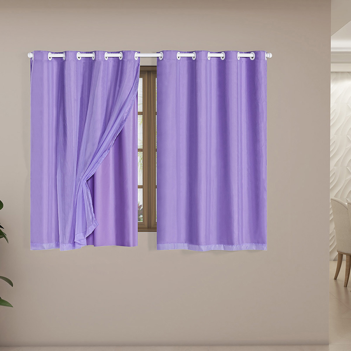 Cortina Blackout 50006lilas PVC com Tecido Voil 2,00 m x 1,40 m – Lilas 50006