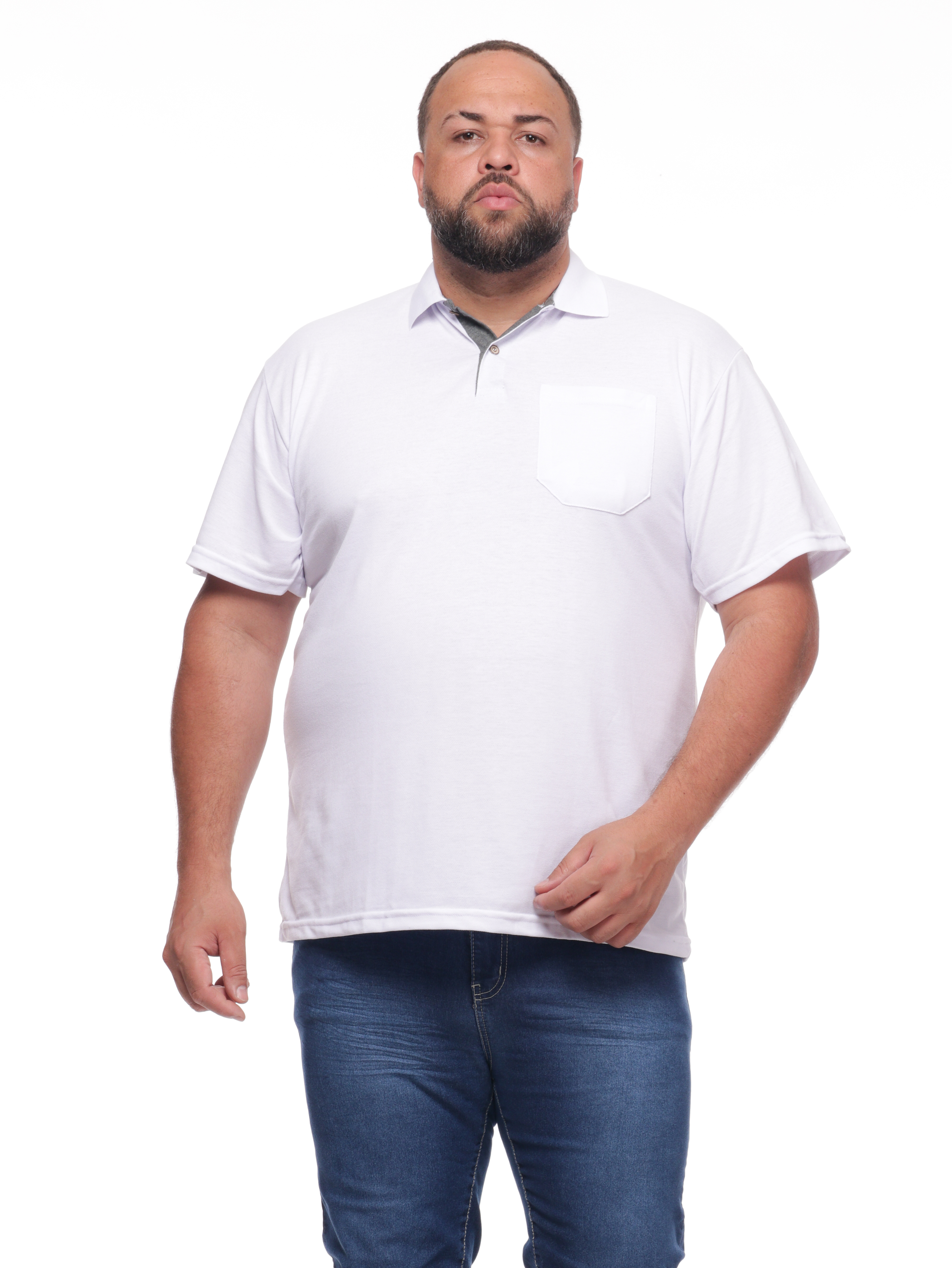 Polo 6074branca Masculina Plus Size branca 6074