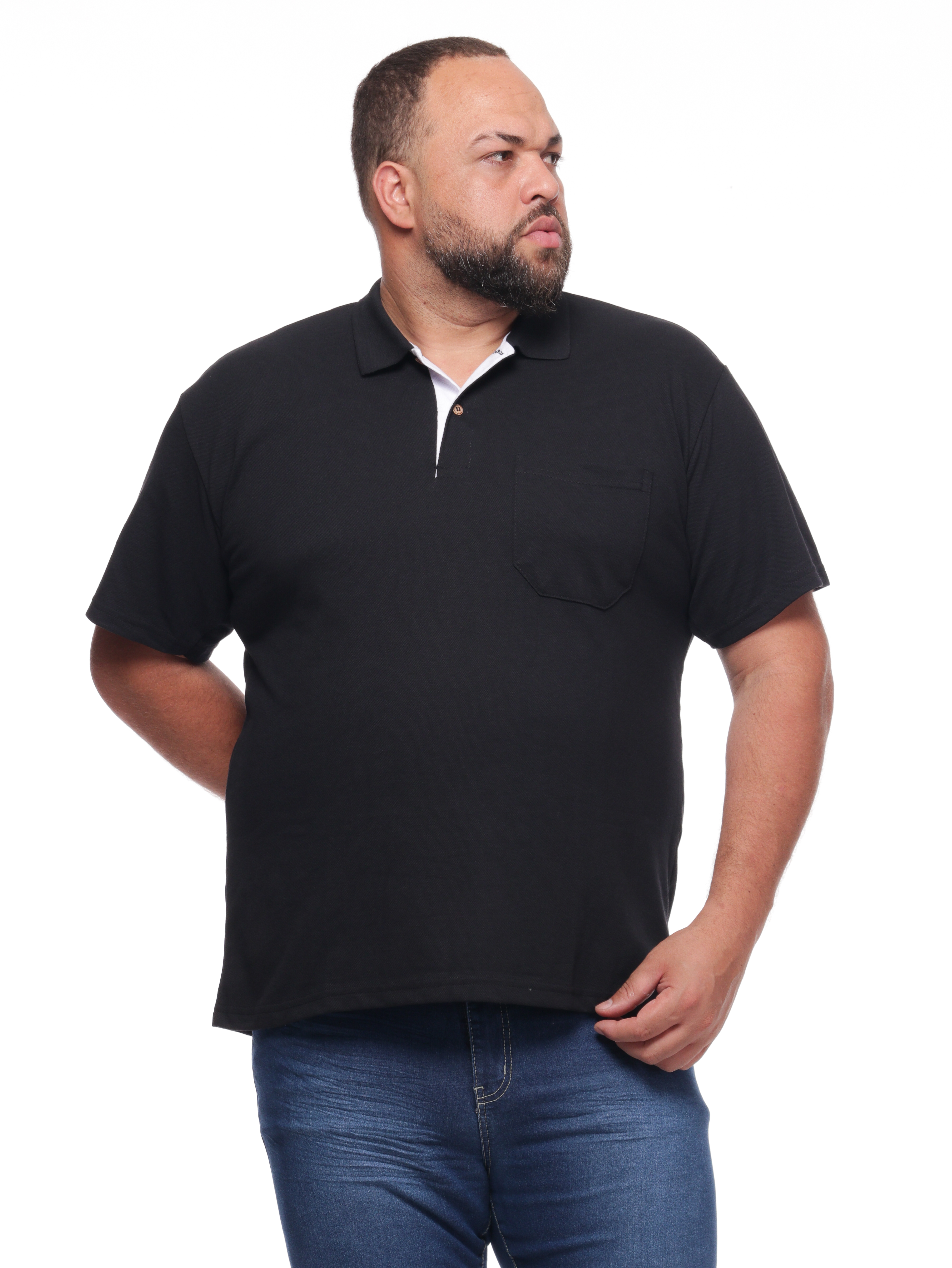 Polo 6074preta Masculina Plus Size preta 6074