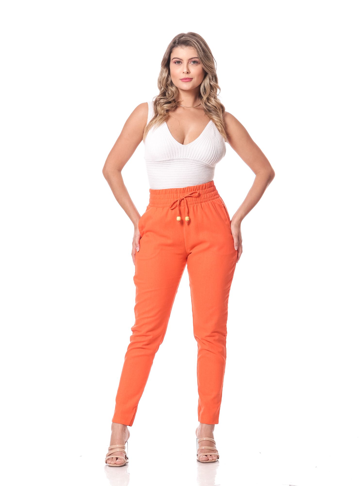 Calça 16105laranja ad Fem Jogger 16105