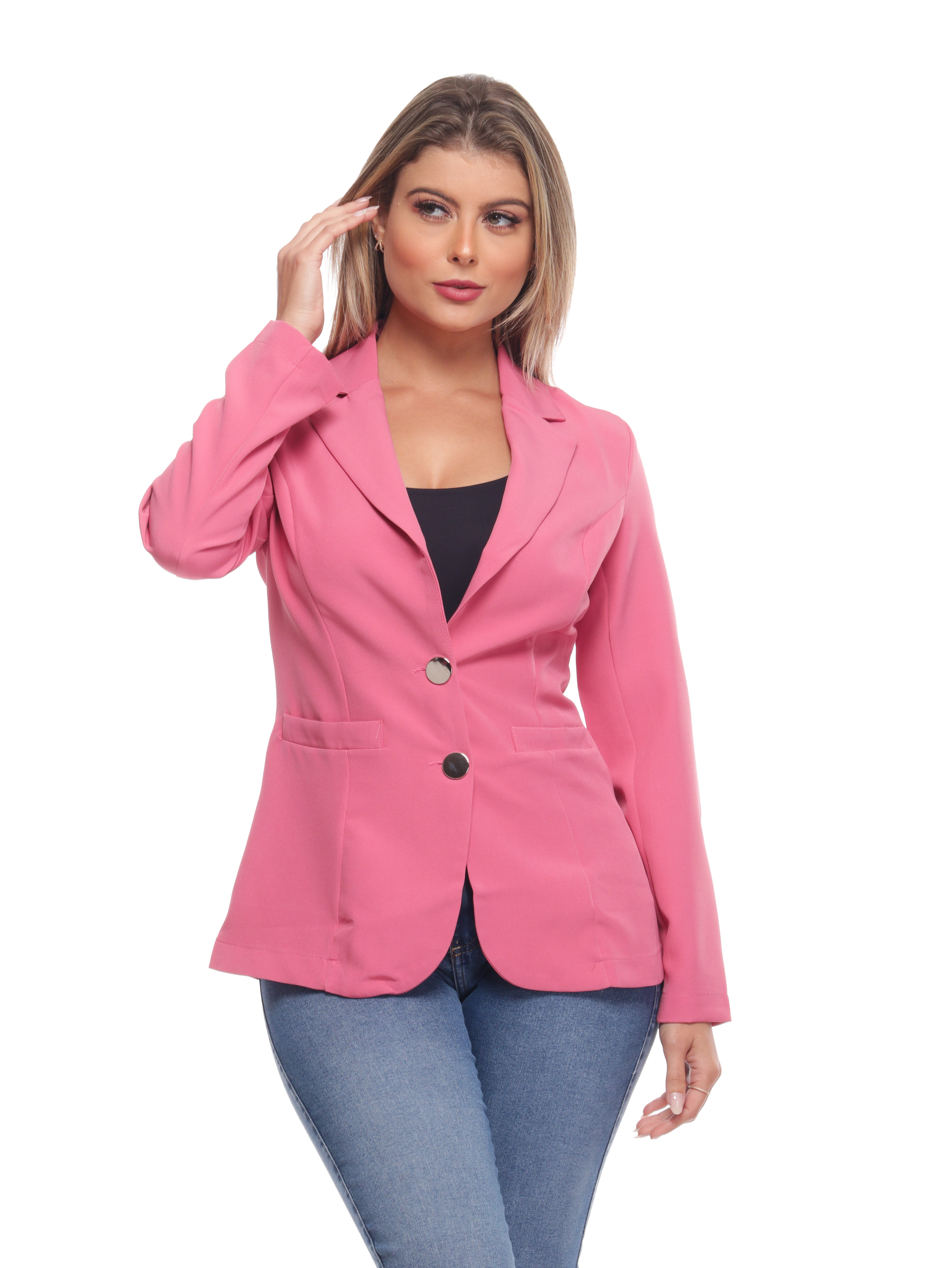 Blazer Feminino 39001rosa 2 Botoes Rosa 39001