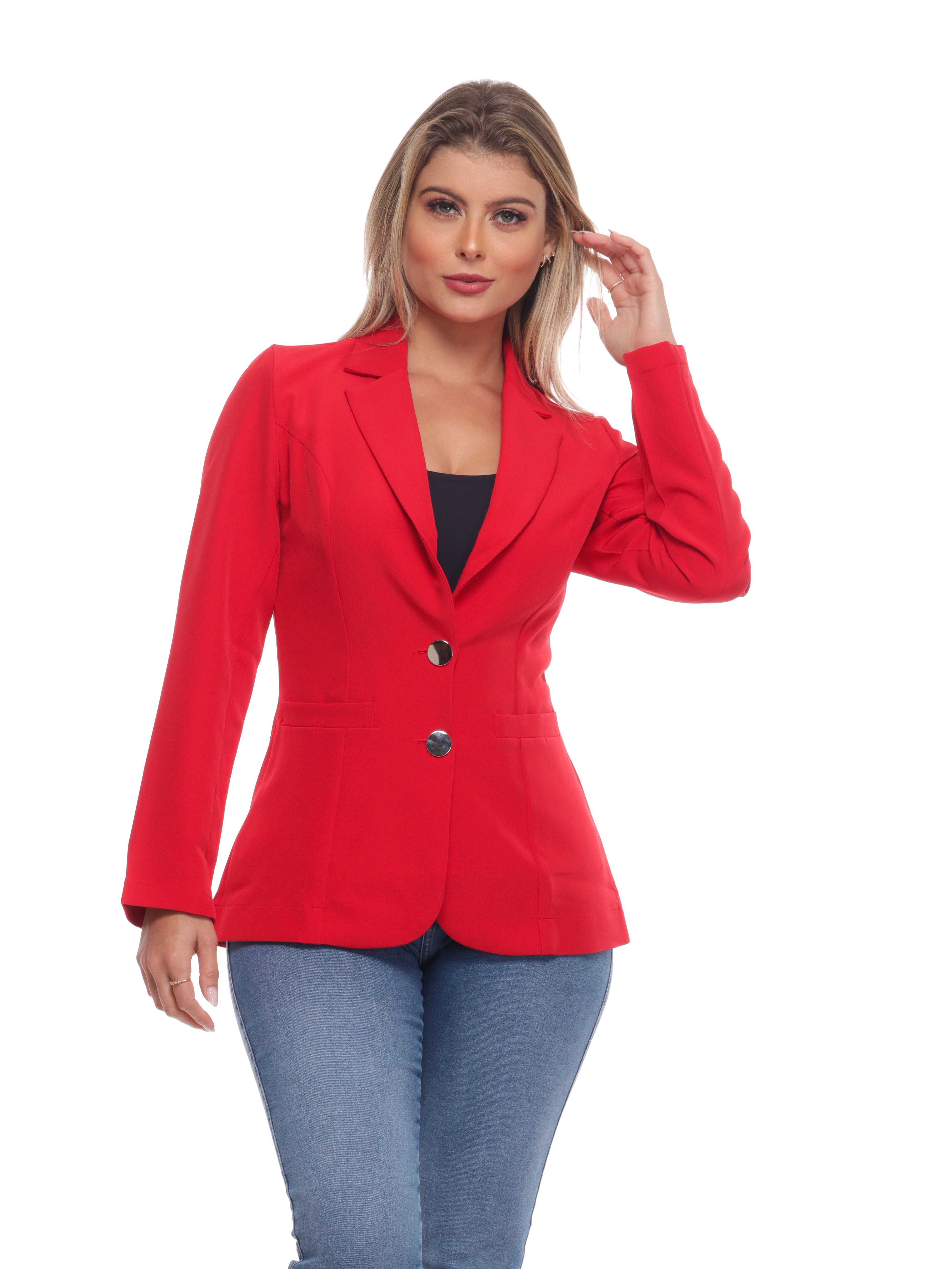 Blazer Feminino 39001vermelho 2 Botoes Vermelho 39001