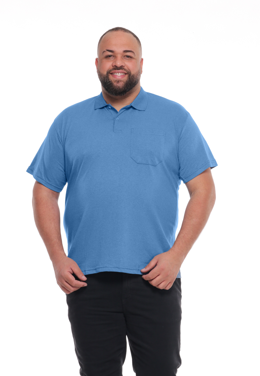 Polo 6092azul Masculina Plus Size Com Bolso 6092