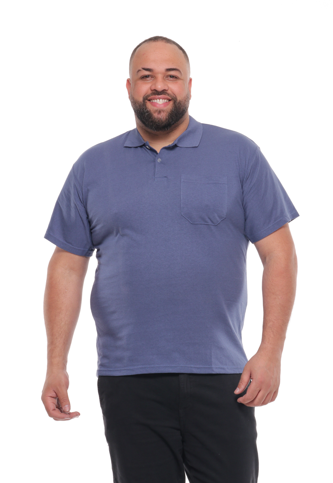 Polo 6092marinho Masculina Plus Size Com Bolso 6092