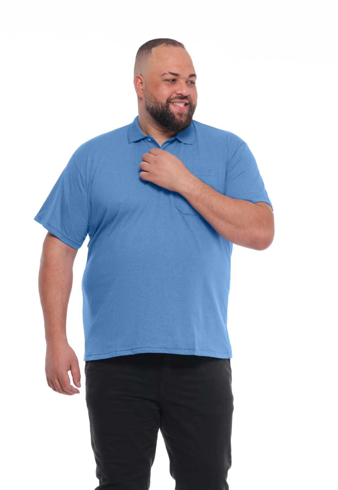 Polo 6065azul Masculina Plus Size Com Bolso 6065