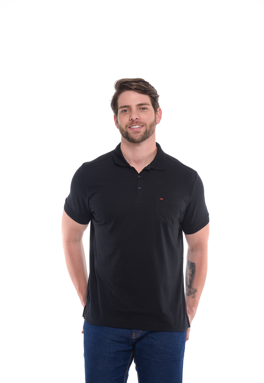 Camiseta Polo 53004preto Camiseta Polo Masc Preto 53004