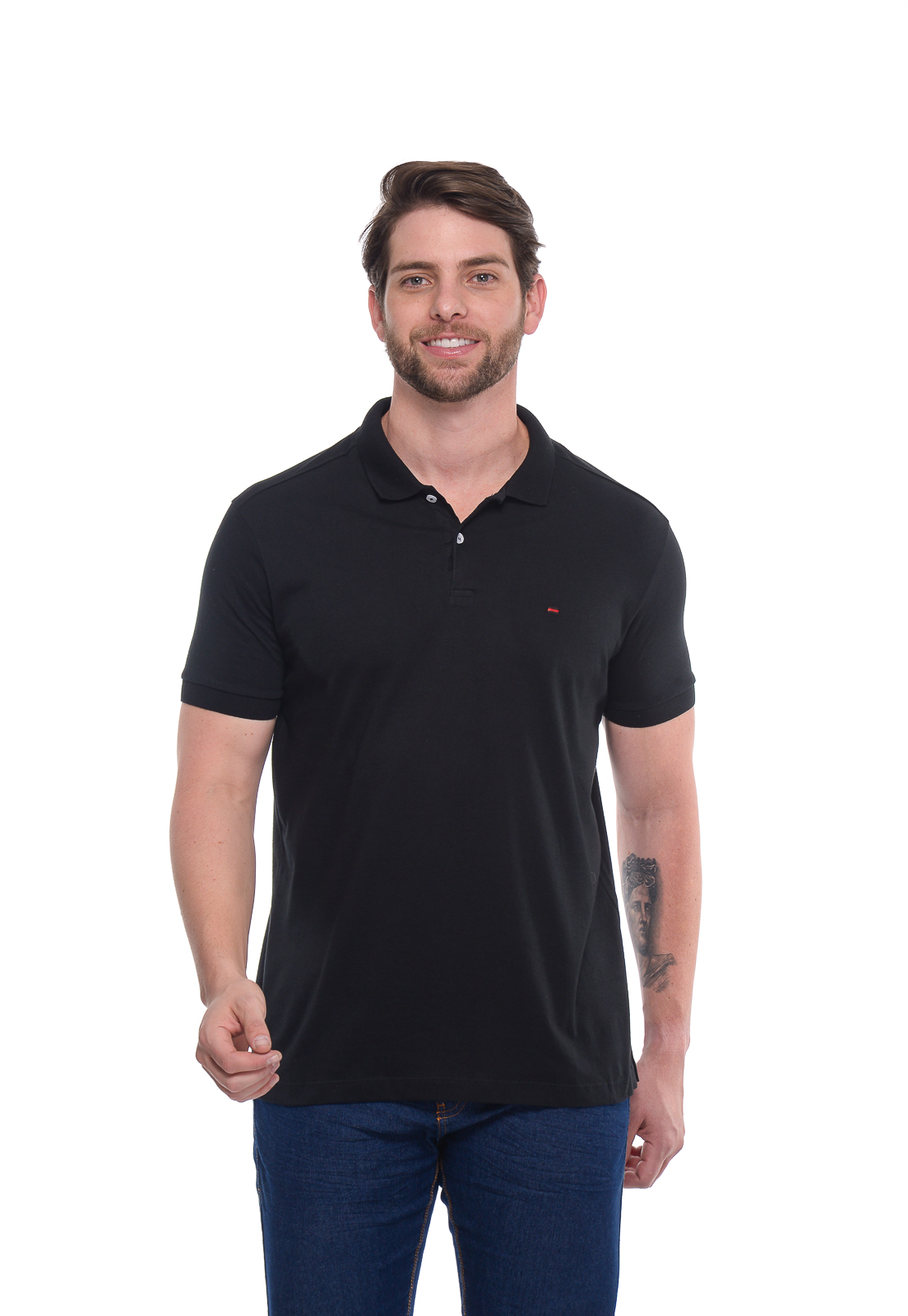 Camiseta Polo 53003preto Camiseta Polo Masc Preto 53003