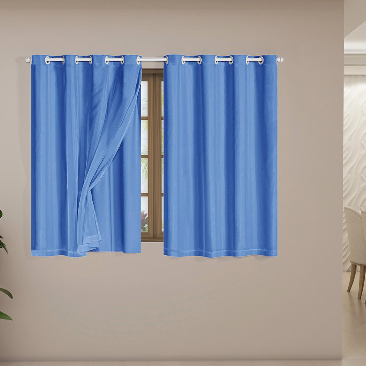 Cortina Blackout 50013azul PVC com Tecido Voil 2,80 m x 1,60 m – Azul 50013