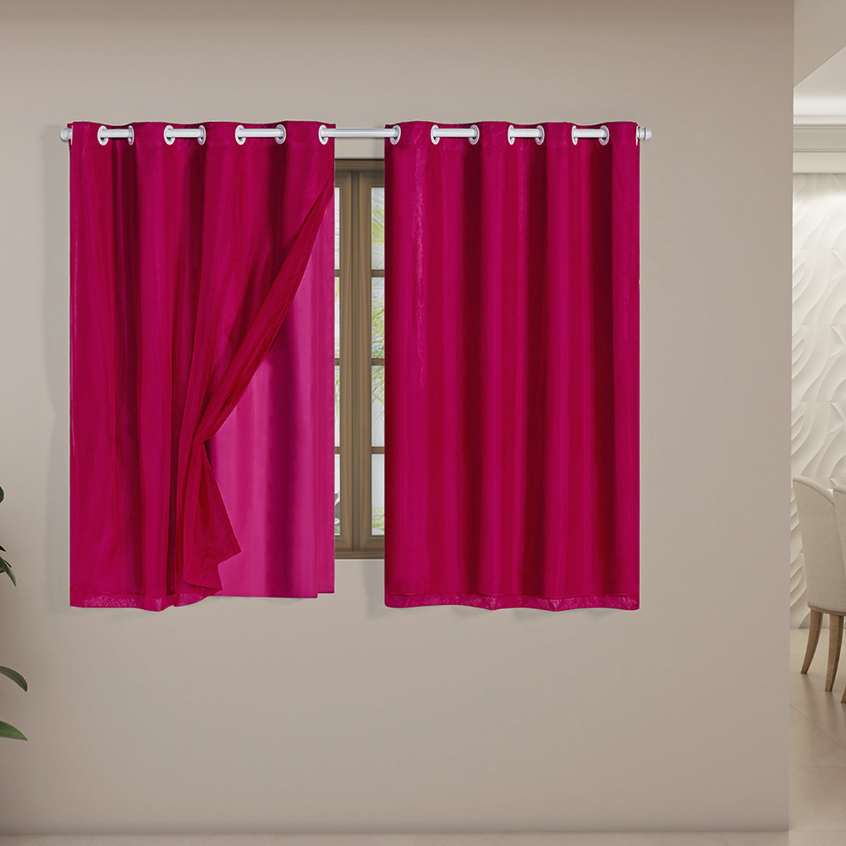 Cortina Blackout 50013pink PVC com Tecido Voil 2,80 m x 1,60 m – Pink 50013