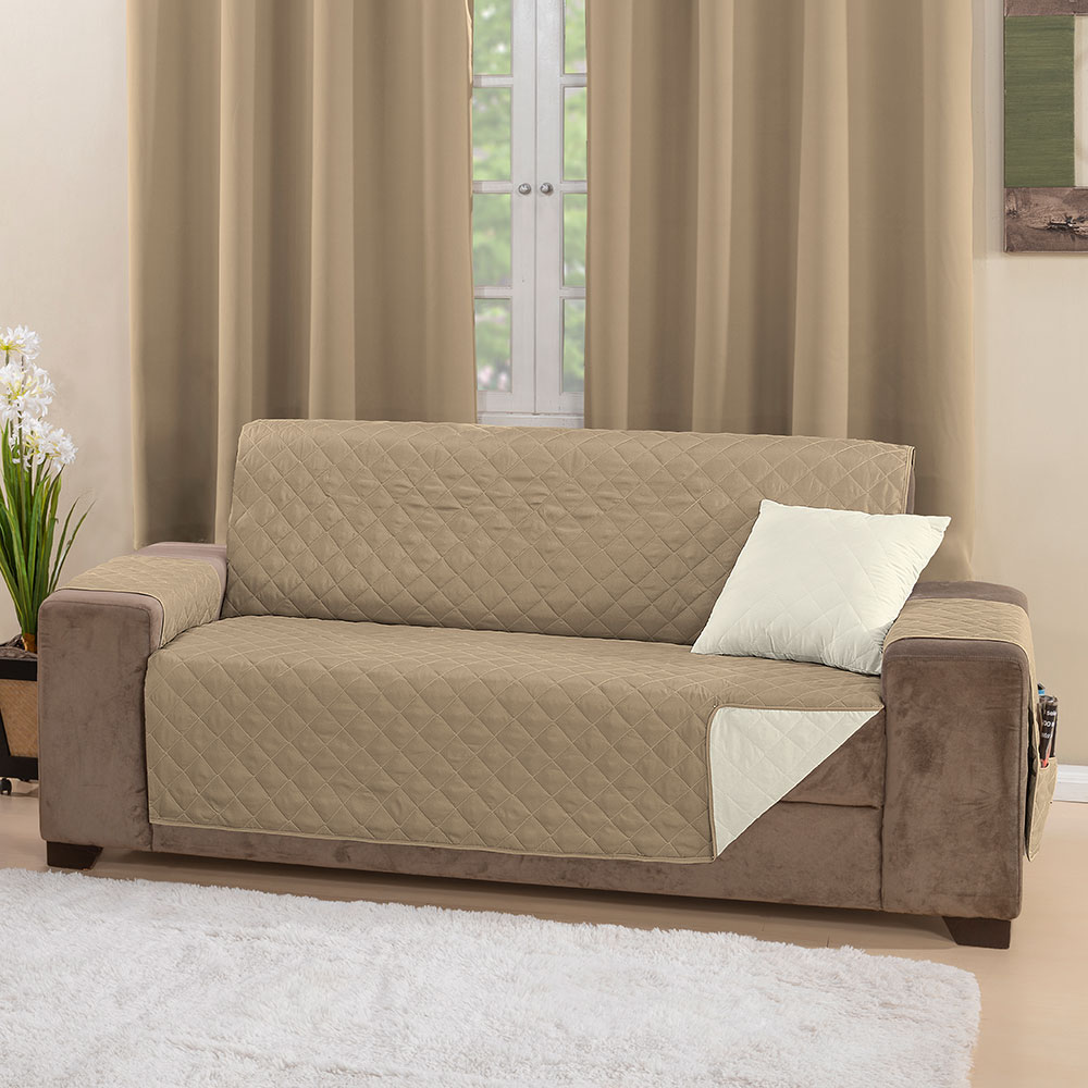 Protetor 62003kaquipalha de Sofa Manu 3 Lugares Kaqui/Palha 62003