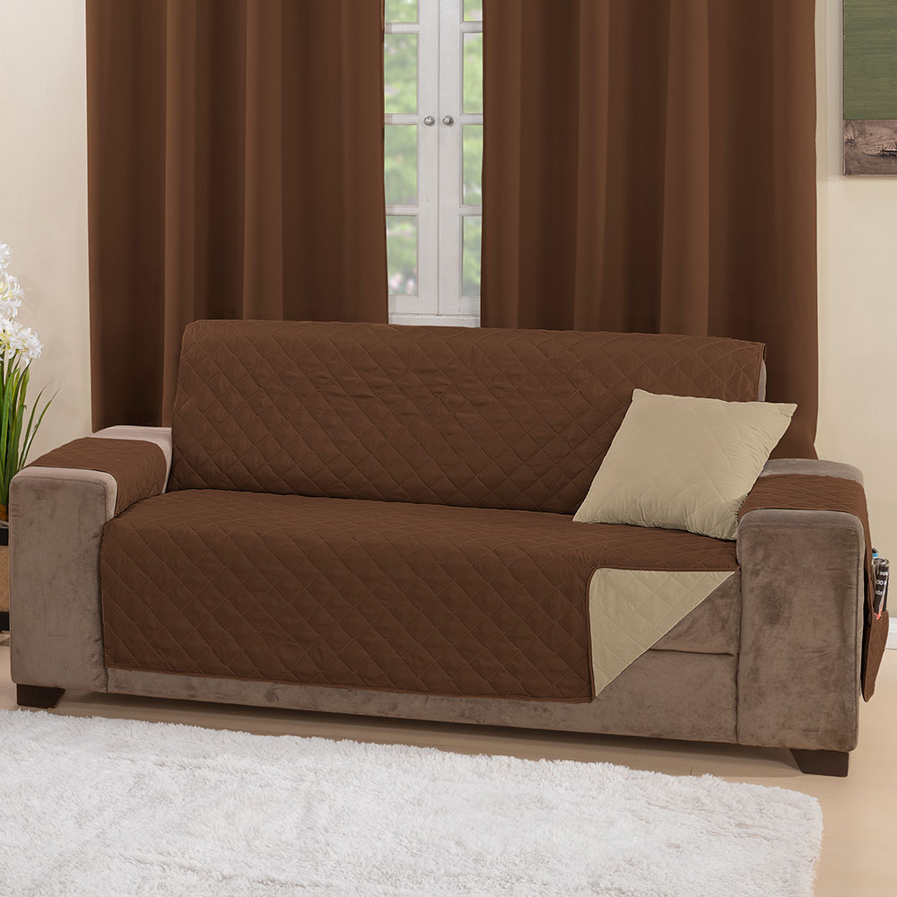 Protetor 62003kaquitabaco de Sofa Manu 3 Lugares Kaqui/Tabaco 62003