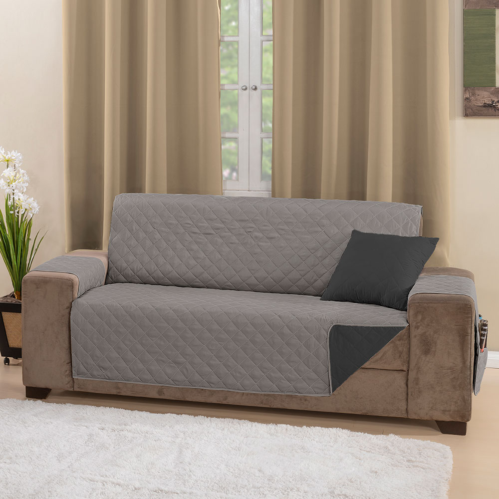 Protetor 62003pretocinza de Sofa Manu 3 Lugares Preto/Cinza 62003